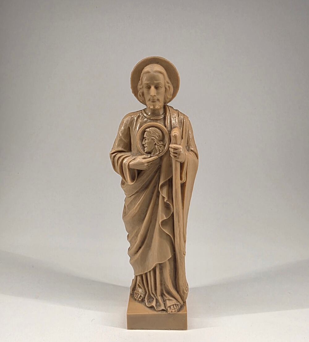 Vintage St. Jude Thaddeus Hard Plastic Religious Statue Figure 8.5" Catholic
